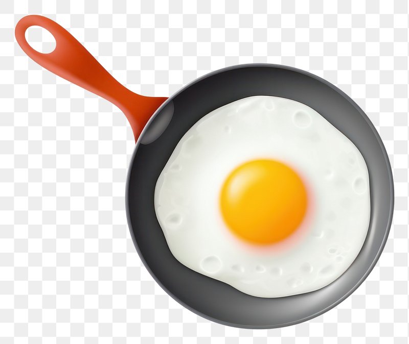 Fried egg on frying pan, top view. isolated on transparent background PNG -  Similar PNG