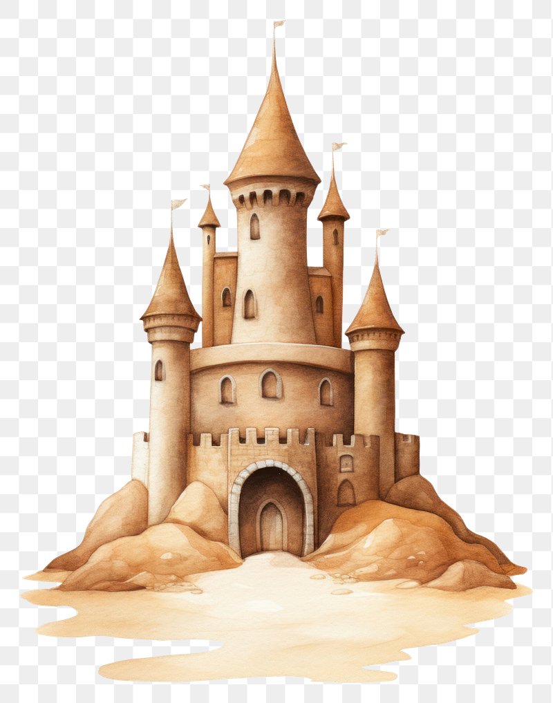 Sand castle simple outline and cartoon style illustration on white  background. Sand fortress with towers on the beach, isolated objects  26786611 Vector Art at Vecteezy