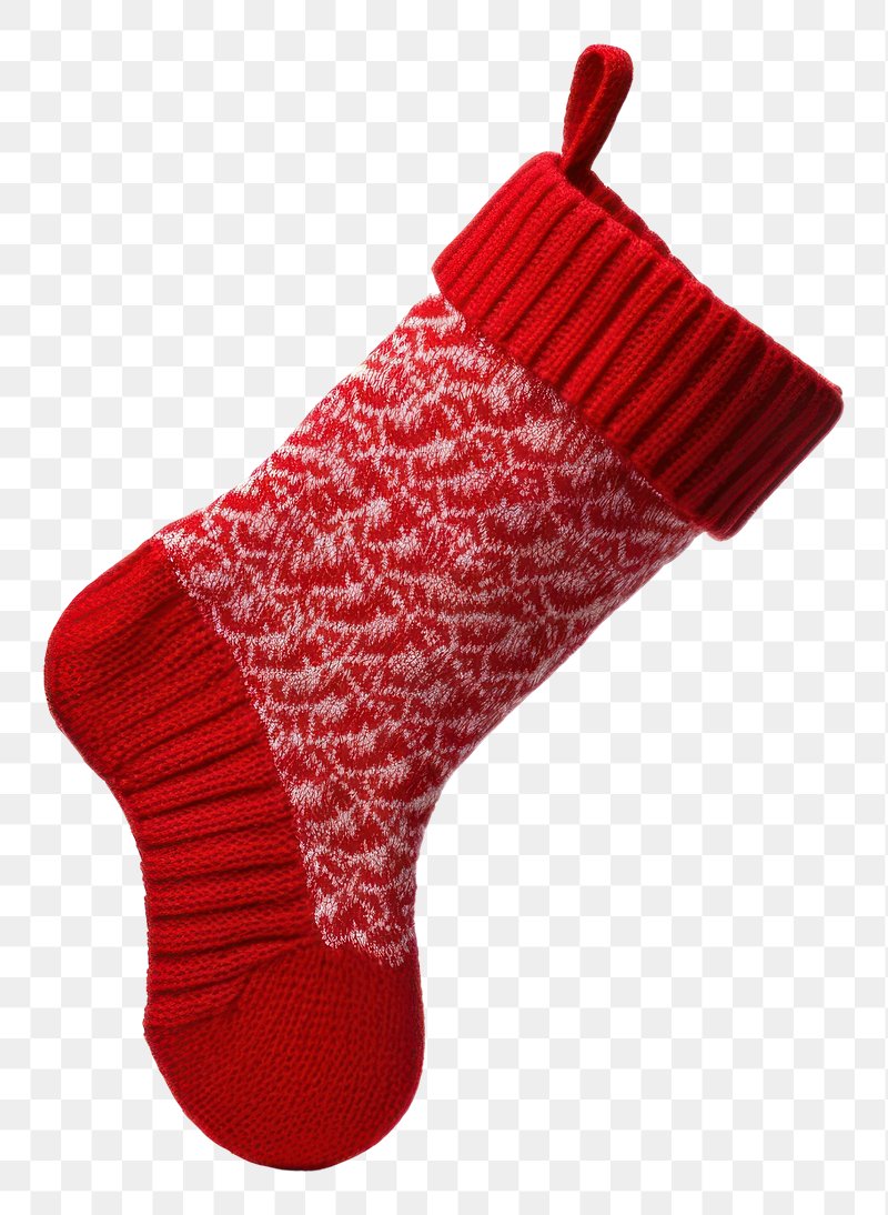 Cartoon red woolen socks with white ornament Vector Image