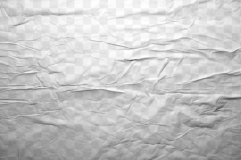 white paper texture wrinkle effect on transparent background. Crumpled paper  textures effects on transparent background. Blank rough paper sheet torn  effect. PNG image. Stock Illustration