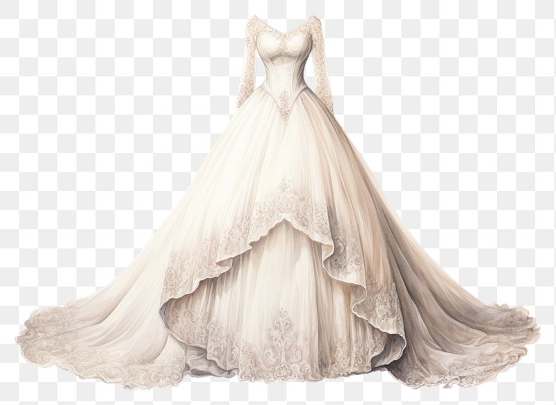 PNG Wedding dress fashion gown.