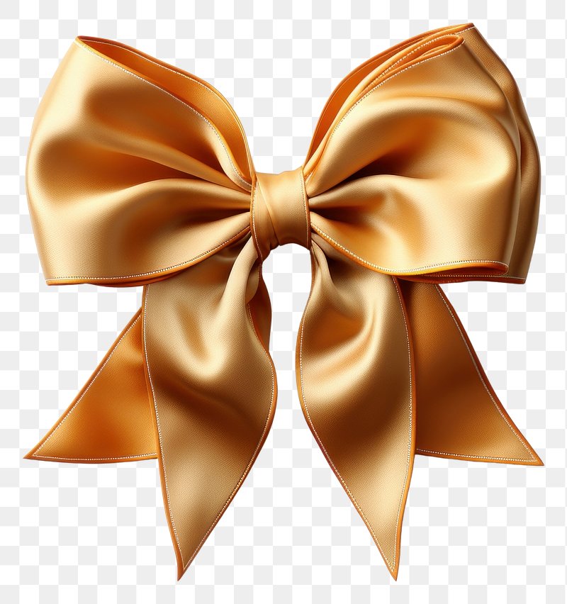 Premium PSD  Gold bow and ribbon