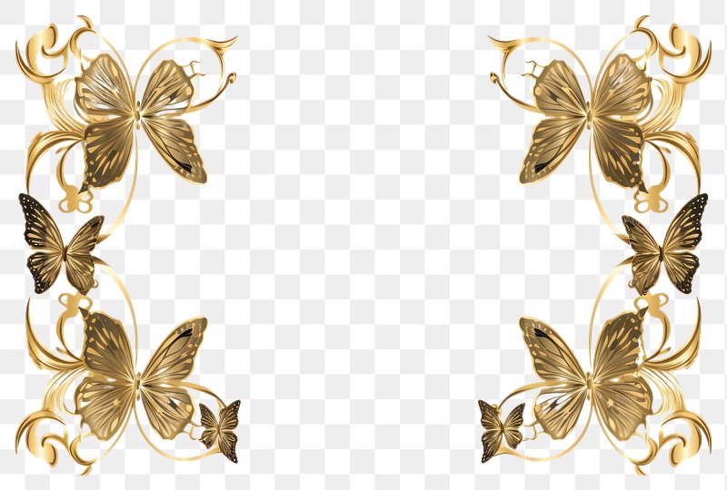 Download premium png of Gold butterflies png sticker, metallic aesthetic  silhouette graphic on transparent backgro…