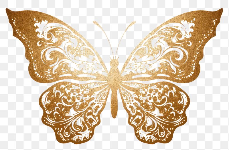 Gold Glitter Butterfly PNG Graphic — drypdesigns