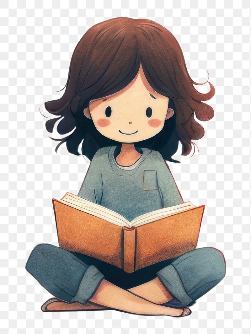 cartoon girl reading