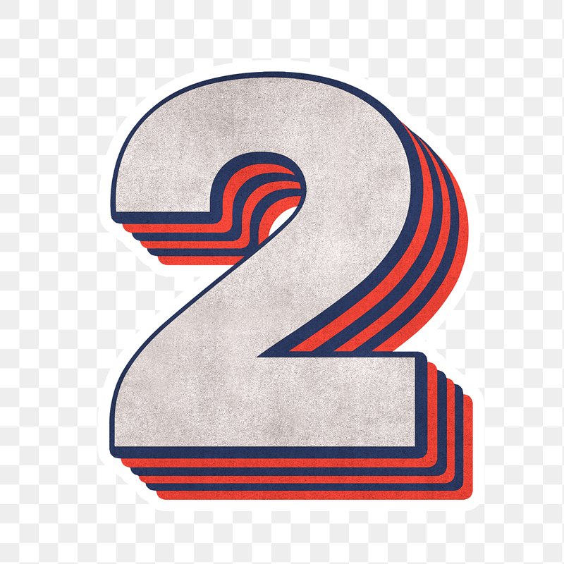 Number two layered text effect png font
