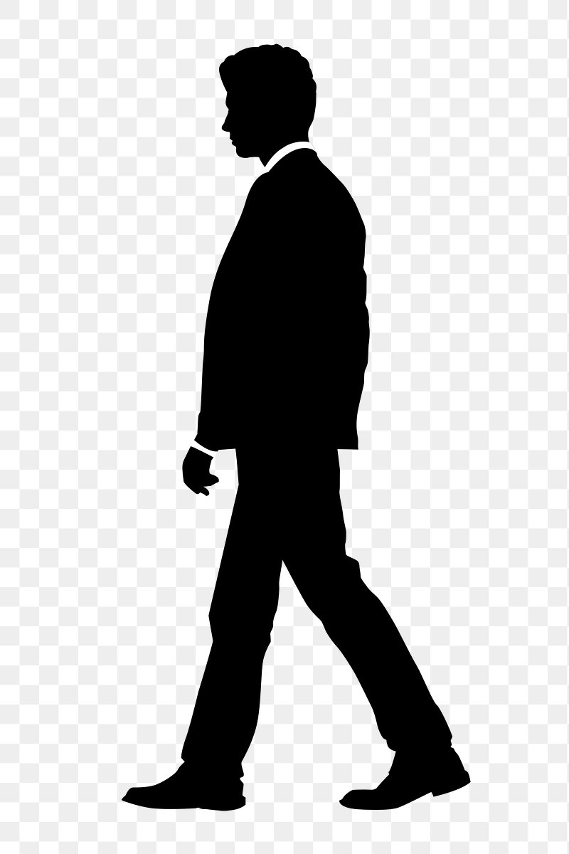man walking silhouette side
