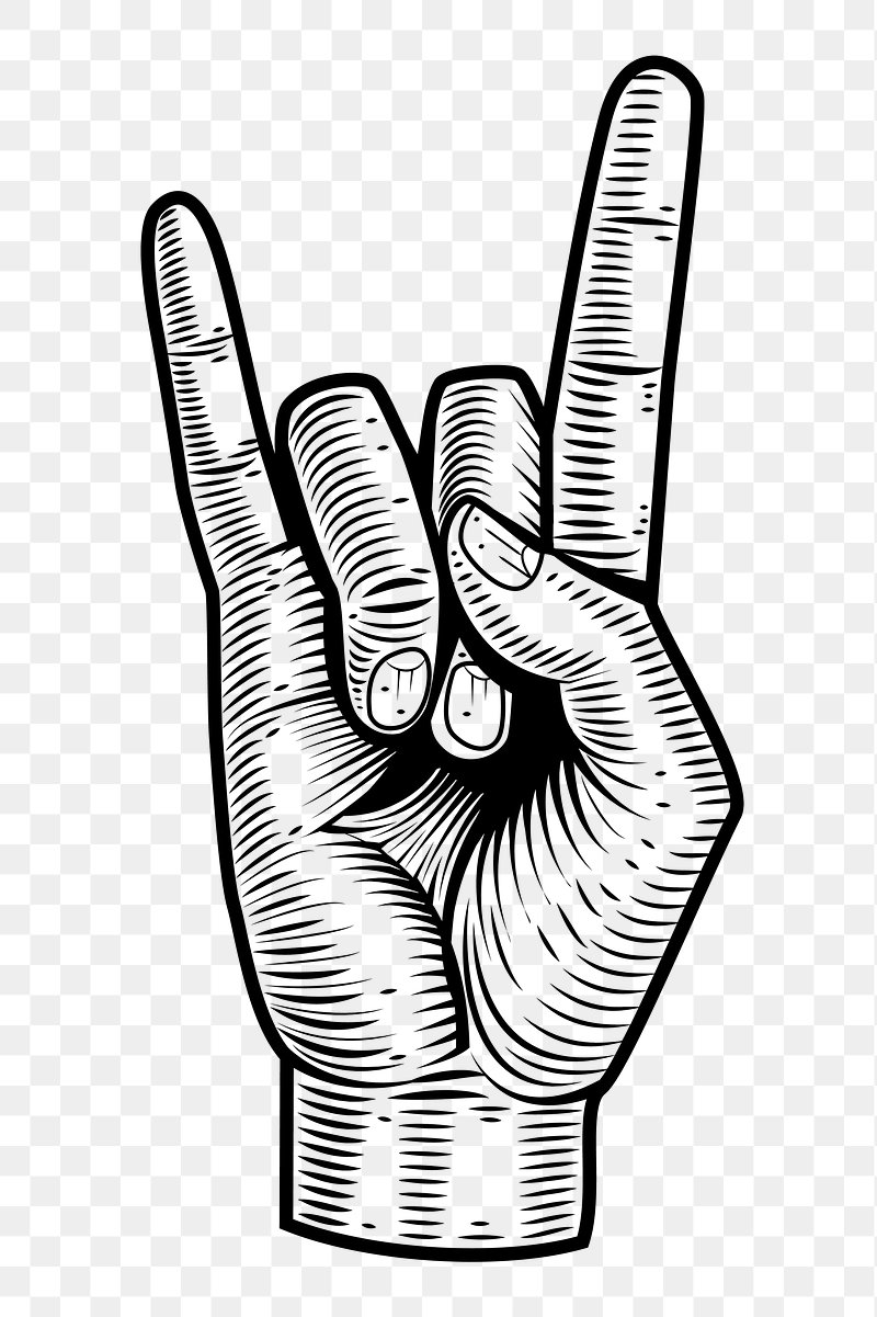 rock on hand sign drawing