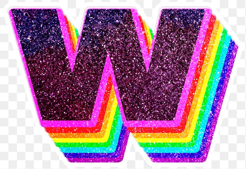 Rainbow Cursive Letter W - Monogram - Sticker