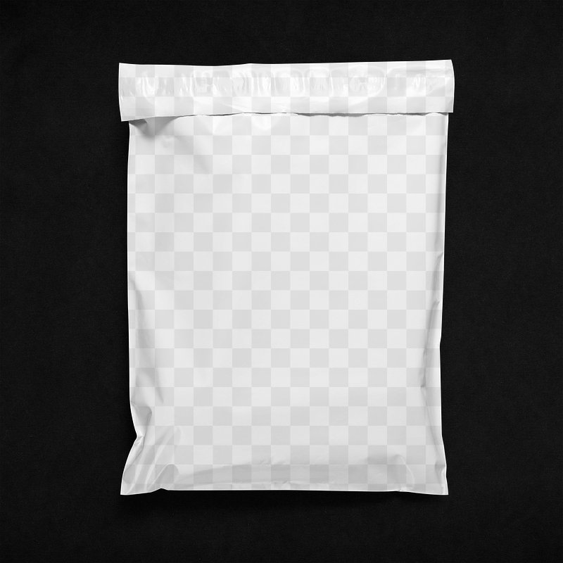 Gray plastic bag mockup transparent png