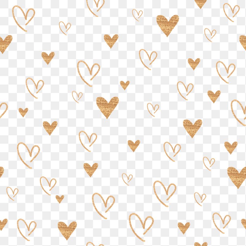 Seamless pattern with gold glitter hearts on black background