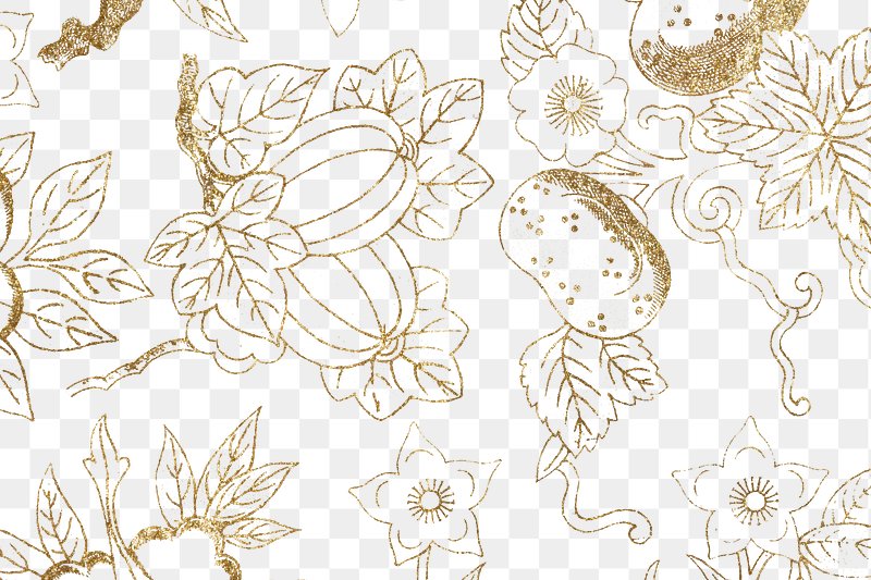 Golden floral pattern on transparent background PNG - Similar PNG