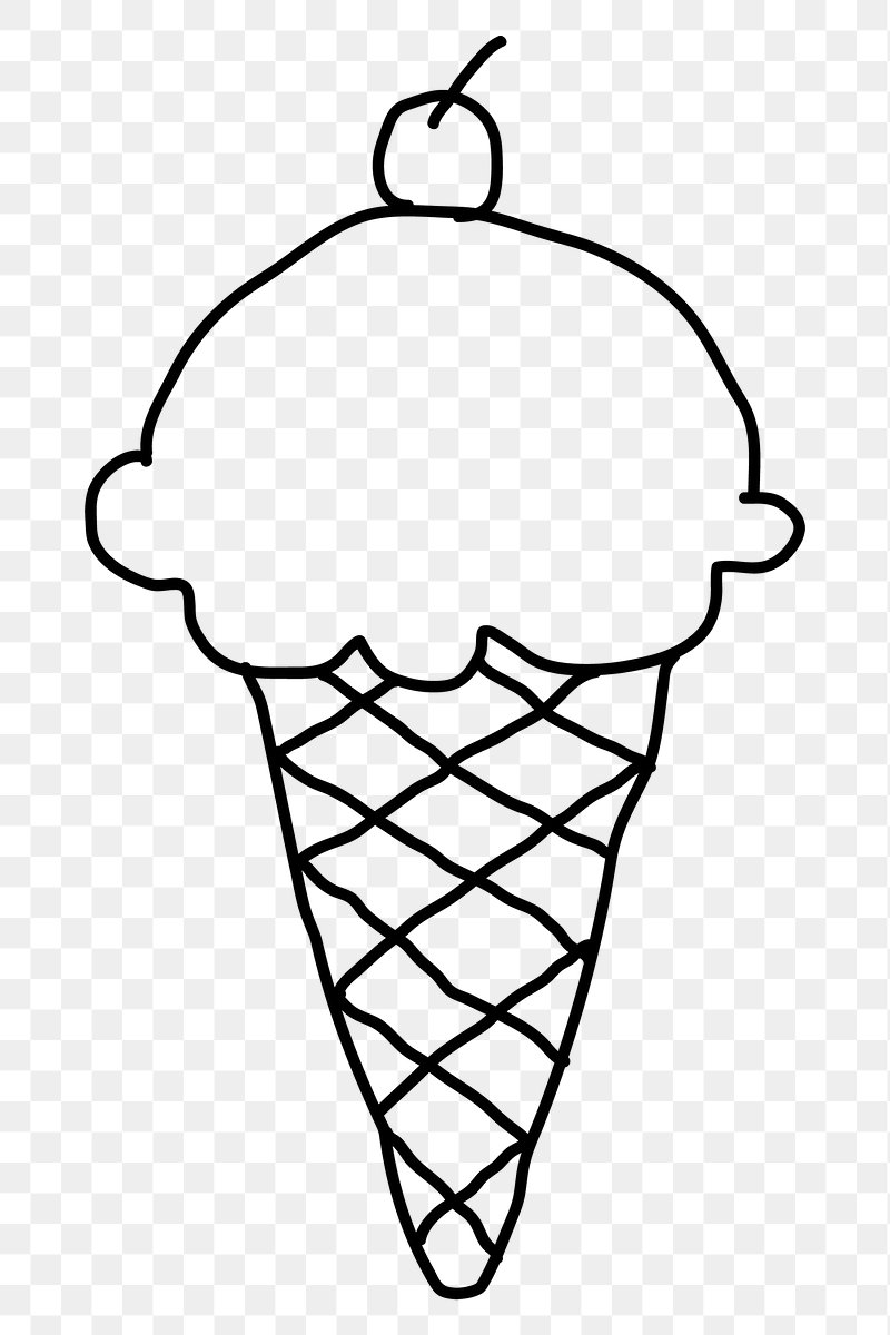 Hand drawn ice cream in a cone | Free PNG Sticker - rawpixel