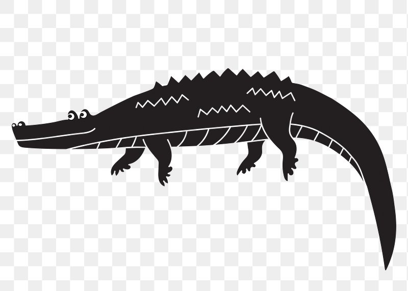 cute crocodile clipart black and white