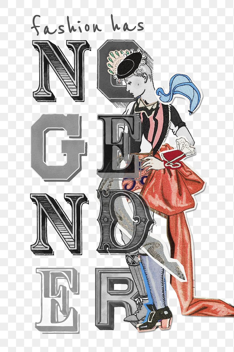 Fashion has no gender png mixed media collage, remix from artworks by George Barbier Fashion has no gender png mixed media collage, remix from artworks by George Barbier