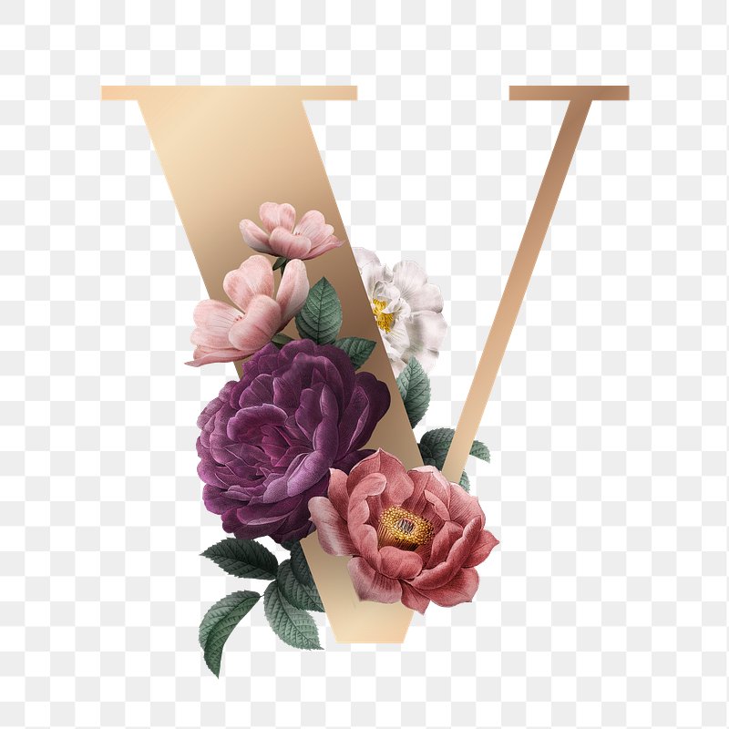 Floral letter V font
