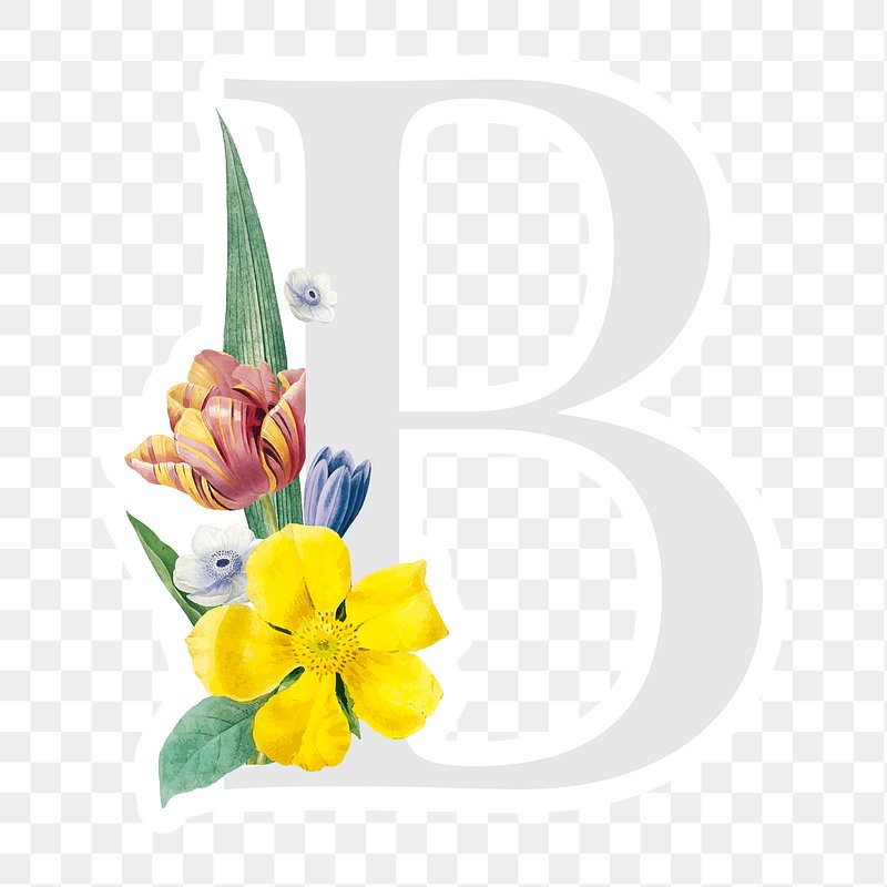 Flower Decorated Capital Letter B Sticker Typography