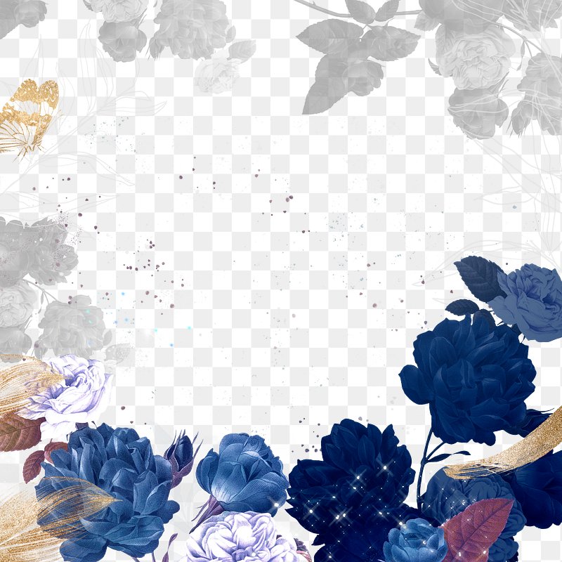 Png flower frame, blue wedding | Free PNG Sticker - rawpixel