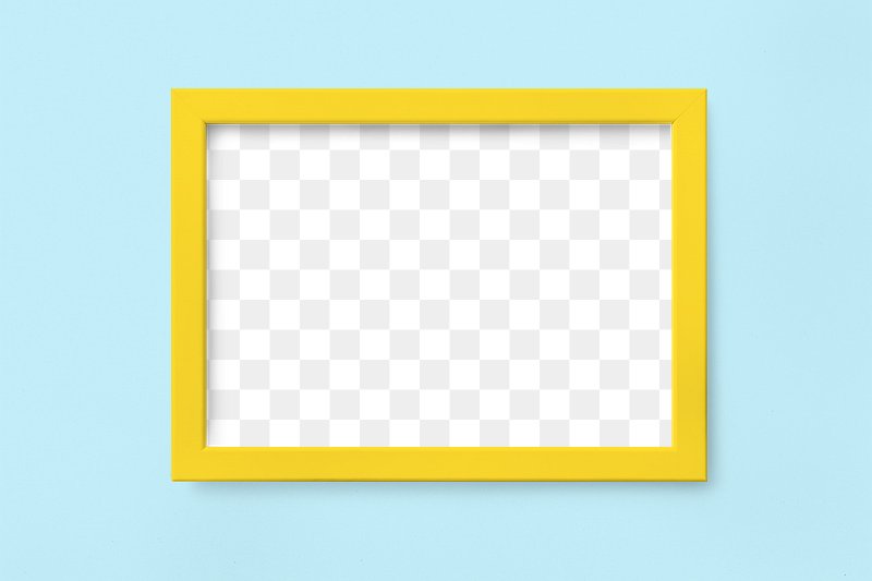 Download Yellow Frame Mockup On A Sky Blue Background Yellowimages Mockups