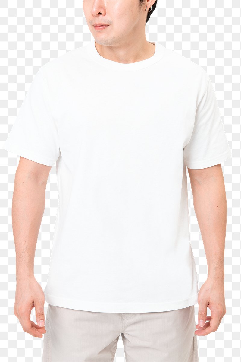 Download Free royalty image about Png man mockup in white t-shirt transparent background