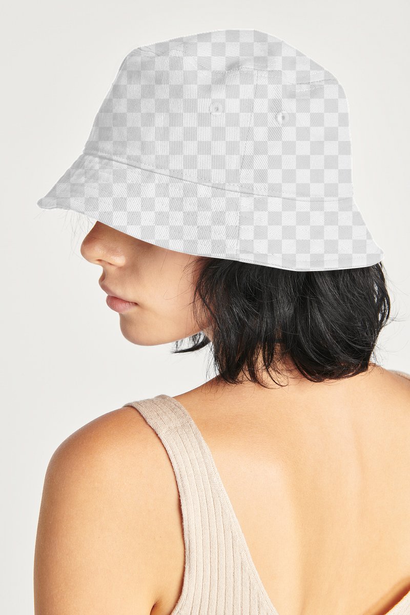 Download Woman in a png bucket hat mockup