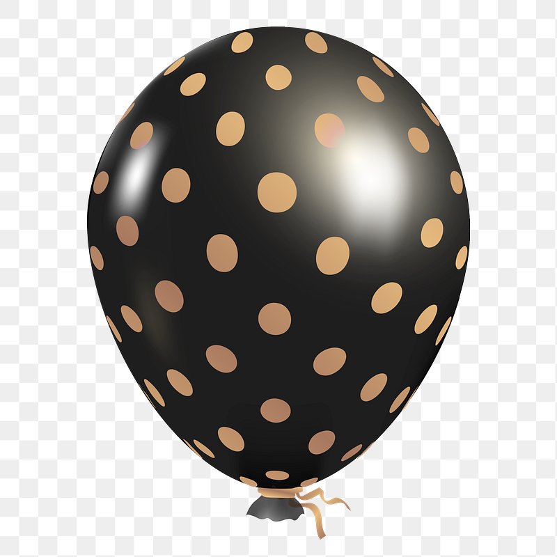 Black Balloon With Gold Polka Dots Png