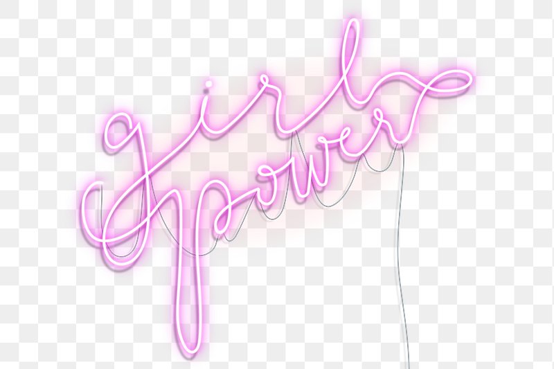 Pink neon girl power sign design element png | Free stock illustration ...
