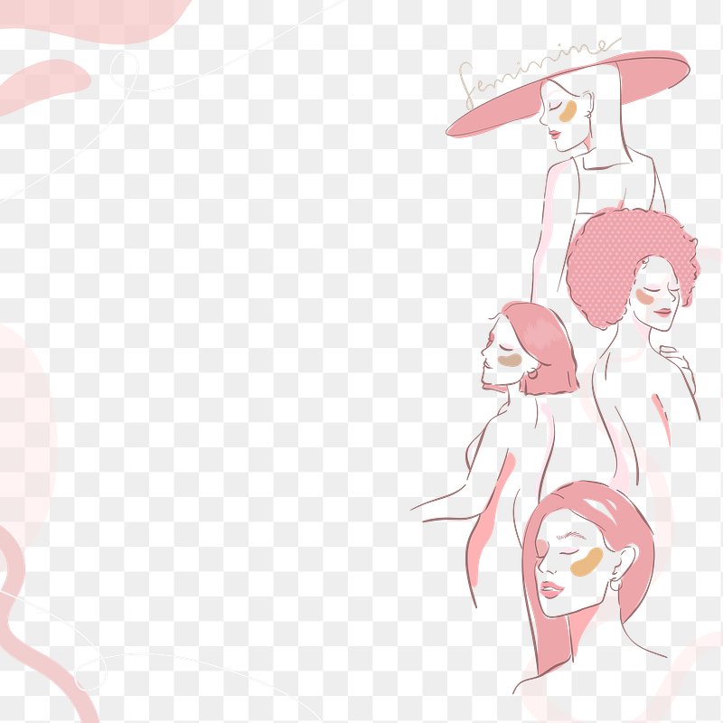 Pink feminine line art design element