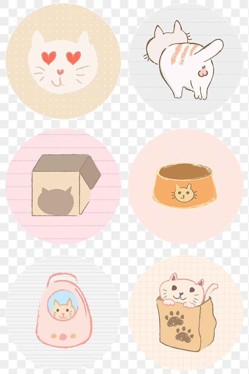 Cute Cat Face Icon Set