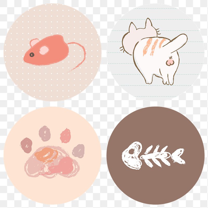 Cute cat story highlights icon for social media transparent png