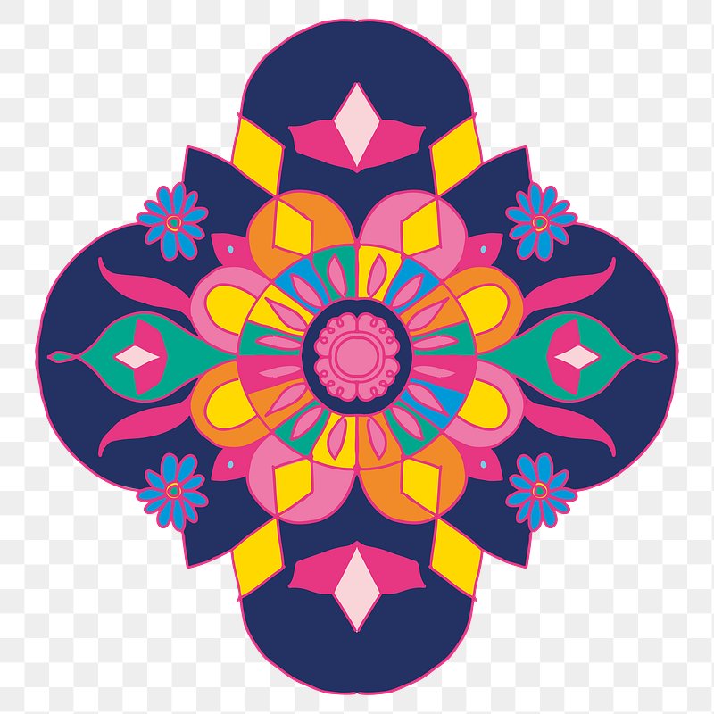 Colorful Indian rangoli design element | Free PNG Sticker - rawpixel