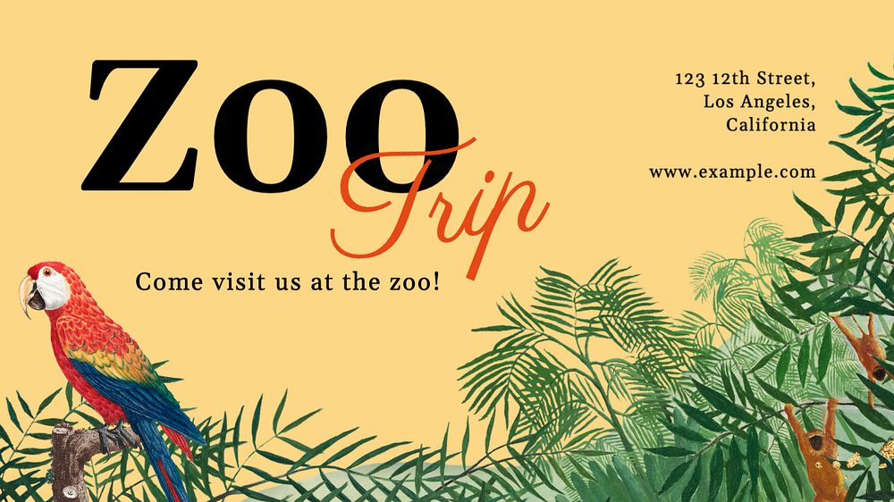 Zoo trip blog banner template, famous Henri Rousseau's artwork, remixed by rawpixel.