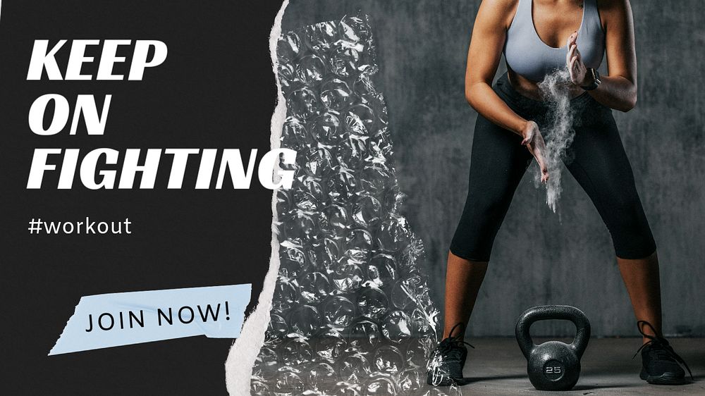 Fitness advertisement blog banner template, aesthetic remixed media