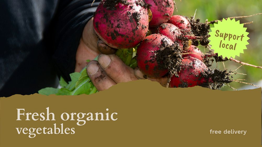 Organic vegetables PowerPoint presentation template, promotion ad