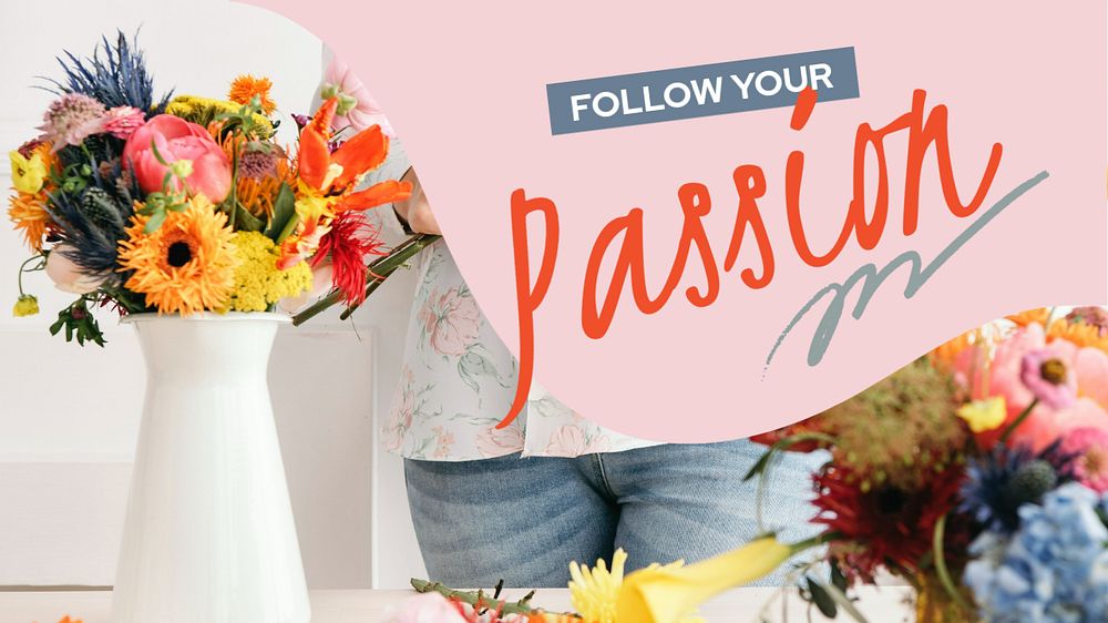 Florist PowerPoint presentation template, flower vase photo
