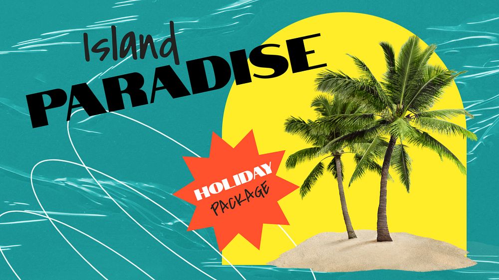 Island holiday presentation slide template, travel ad