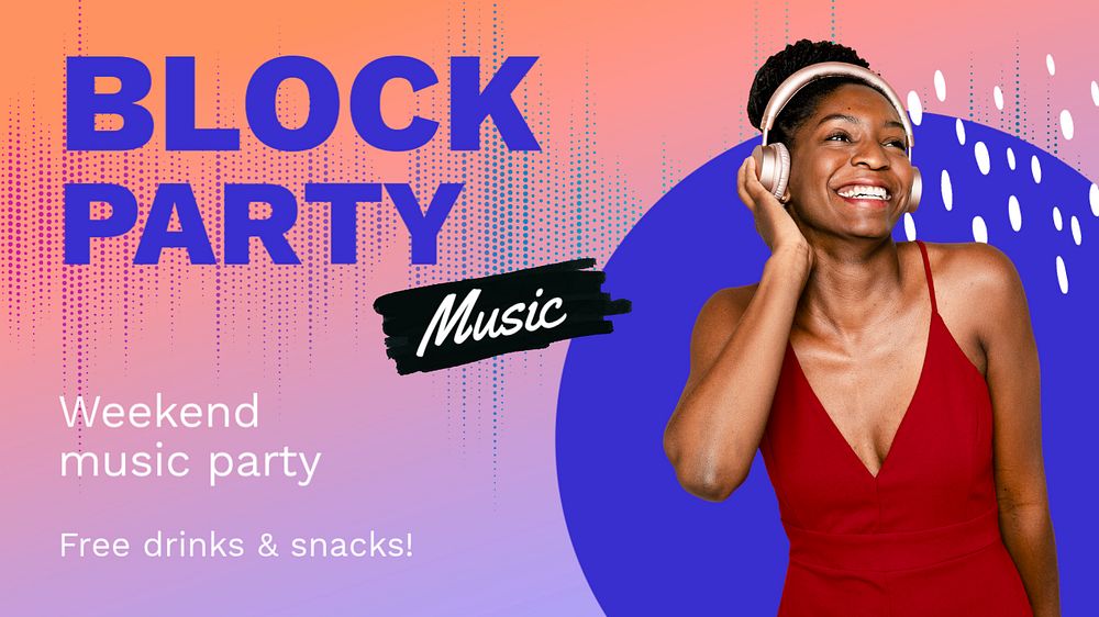 Music party PowerPoint presentation template, African American woman photo