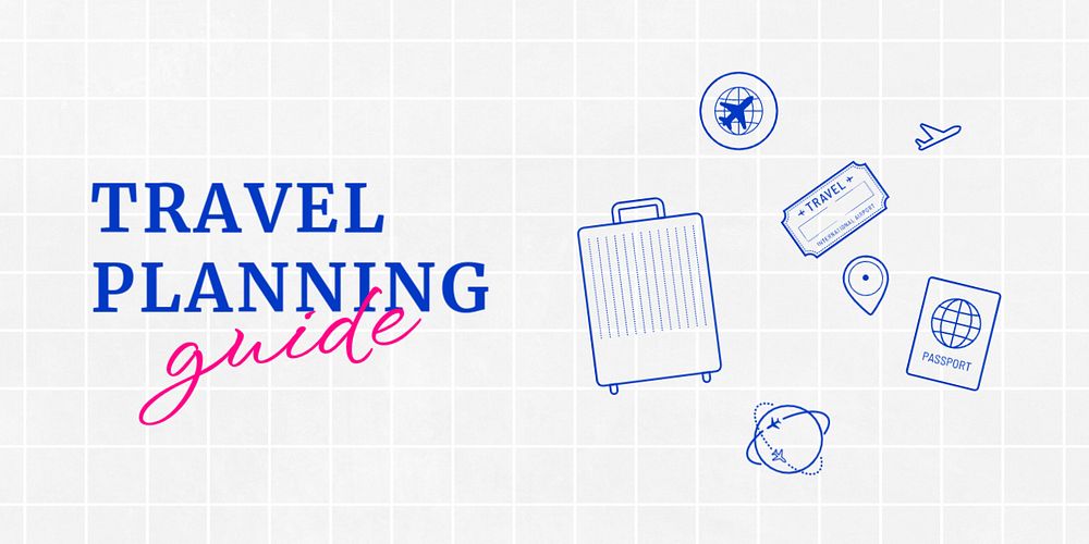 Travel planning Twitter post template, cute doodle design
