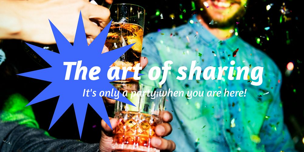 Party, celebration Twitter ad template, people pouring drinks photo