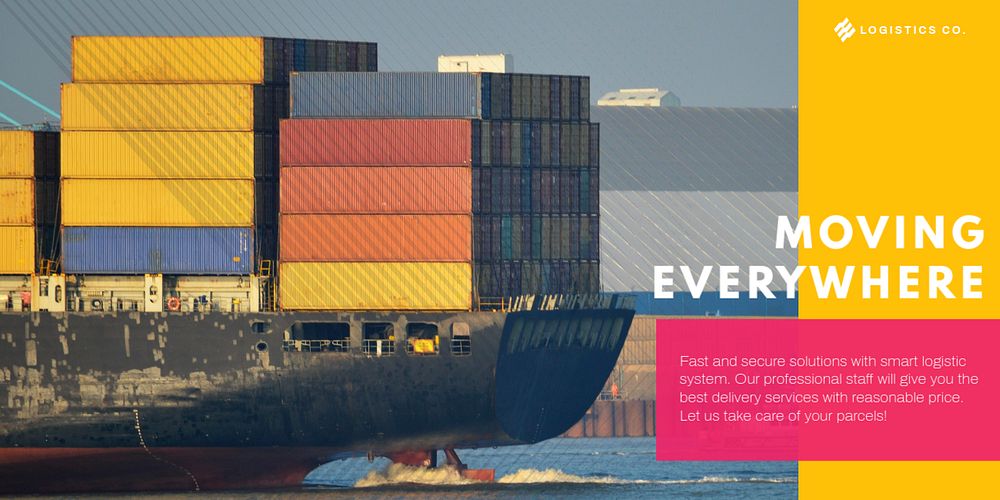 Logistic services Twitter ad template,  industry editable design 