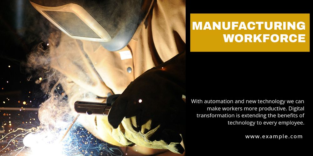 Manufacturing workforce Twitter ad template,  industry editable text