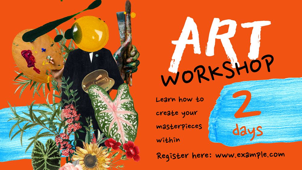 Art workshop YouTube thumbnail template, vintage artworks remixed by rawpixel.