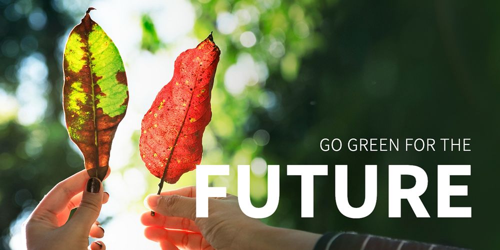 Environment Twitter ad template with hands holding leaves