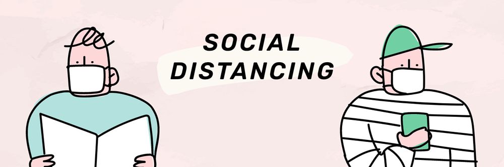 Social distancing email header template, editable text & design