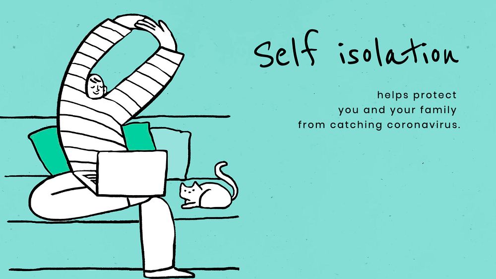 Covid-19 self isolation blog banner template, editable design