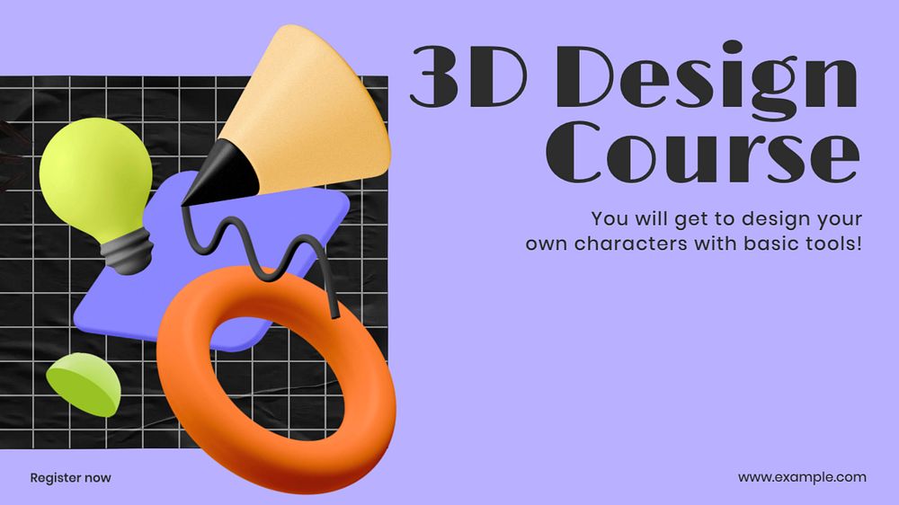 3D design course blog banner template, customizable design