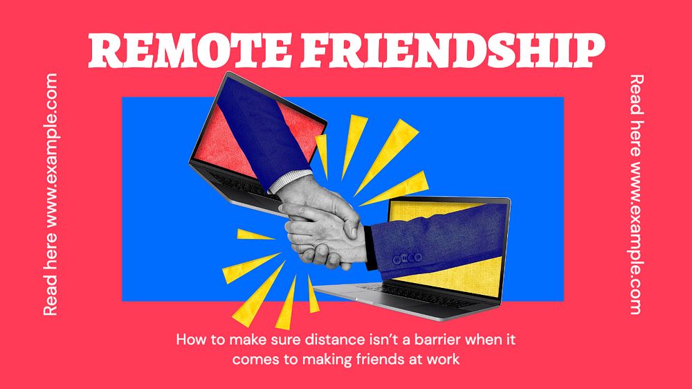 Remote friendship blog banner template, funky editable design