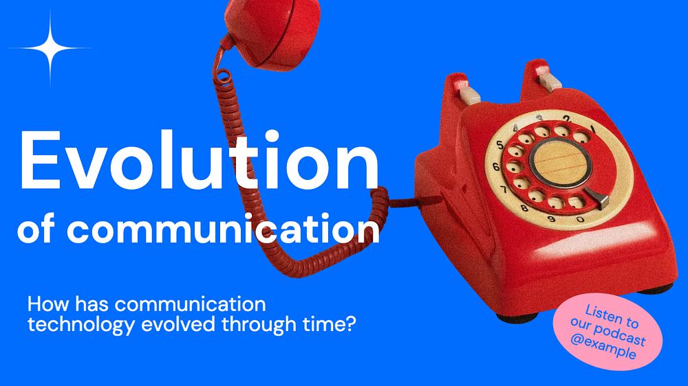 Evolution of communication blog banner template, funky editable design