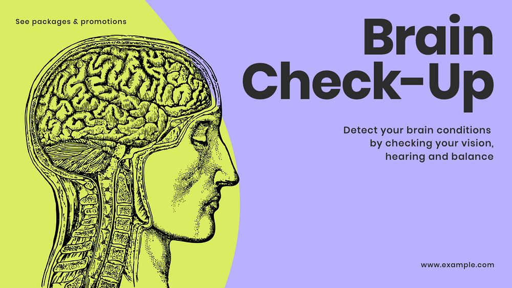 Brain check-up blog banner template, customizable design