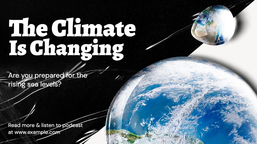 Climate change blog banner template, funky editable design